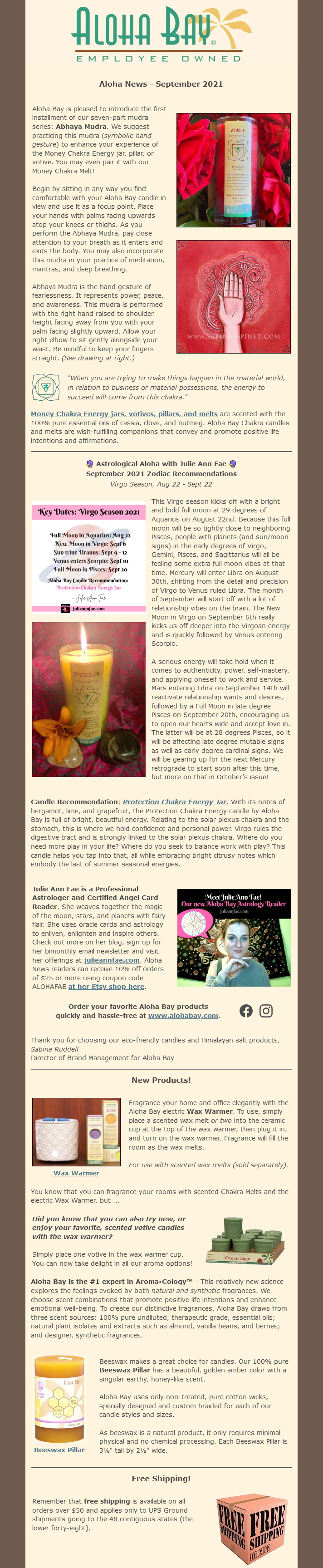 screen capture of our emailed newsletter