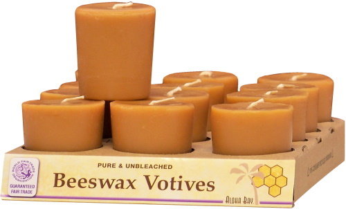 12 Hour 4 Natural Honey Scented 100 Percent  Beeswax Votives Votive Candles 